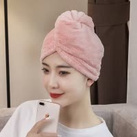 加厚干发帽女超吸水速干包头巾抖音网红洗澡干发长发毛巾浴帽 三维工匠 绣皇冠烟粉色加厚155克