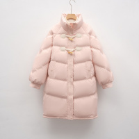 新羽绒服宽松白鸭绒牛角扣女新款冬季保暖加厚外套中长款潮