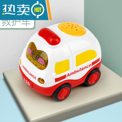 儿童玩具车男孩惯性小汽车消防工程车1-2-3岁宝玩具声光音效套装真智力救护车惯性-声光音效回力玩具