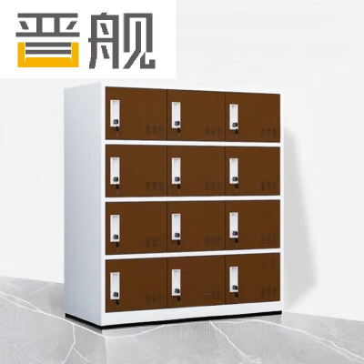 晋舰多门更衣柜带锁工具柜教室学生书包柜多格子收纳柜 白咖十二门