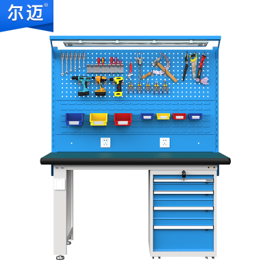 尔迈 重型钳工工作台防静电操作台工厂车间多功能维修工具台 1.2米 G款