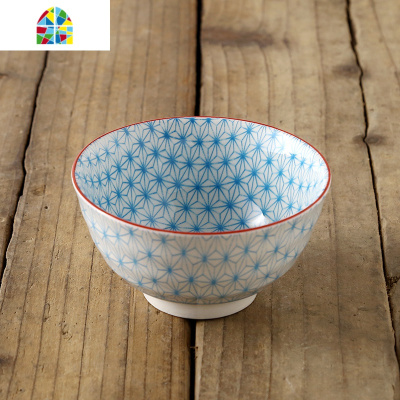 4.5英寸日式螺纹碗家用吃饭可爱和风陶瓷沙拉碗面碗宿舍碗米饭碗 FENGHOU 绿色瞳孔螺纹碗