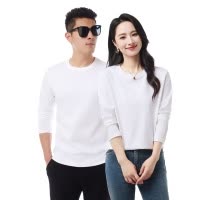 纯棉液氨三防长袖T恤男秋季男女同款圆领套头纯色净版打底衫