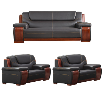 易企采 单+单+三人位皮扶手办公沙发中式商务会客接待皮艺沙发办公室沙发组合洽谈会客沙发