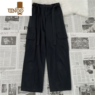 YANXU休闲裤男日系百搭潮流复古纯色宽松直筒长裤潮牌工装阔腿裤子