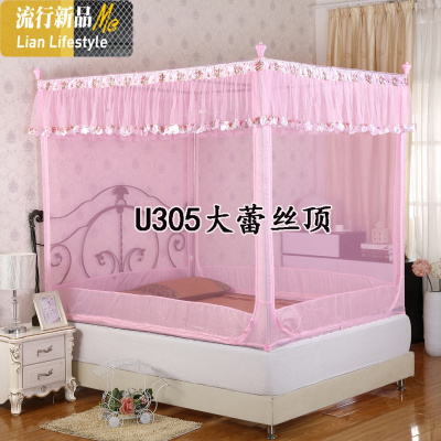 坐床式三开蚊帐拉链双人方粗加高不锈钢支架1.2米1.8m1.5床 三维工匠