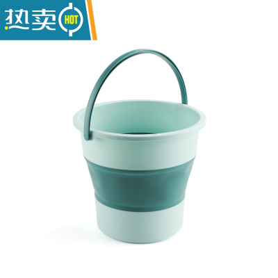 敬平折叠桶便携式水桶旅行洗车载钓鱼桶可家用大小号伸缩洗澡加厚塑料 绿色 中号