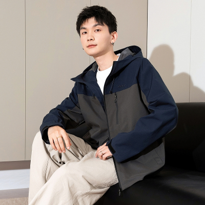 [2.5折价185元]唐狮春季新款男外套拼接连帽工装外套运动春秋男士夹克潮流
