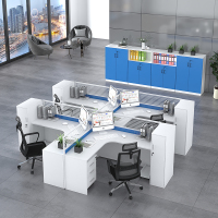 初嘉(CJ)办公桌电脑桌职员屏风工位隔断现代简约员工桌 干型四人位