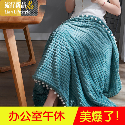 双层魔法绒小毛毯被子加厚冬季单人珊瑚法兰绒办公室午睡空调毯子 三维工匠