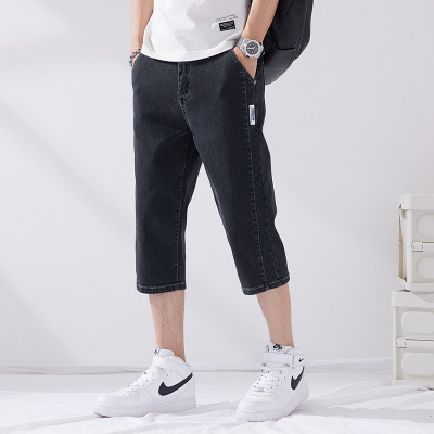 冰丝牛仔短裤男士夏季薄款宽松休闲七分直筒中裤