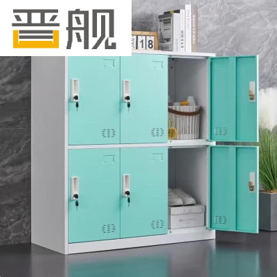 晋舰物柜多门更衣柜带锁工具柜教室学生书包柜多格子收纳柜 草绿六门