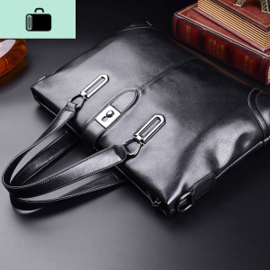 新款皮男士公文包商务手提包男横款大容量休闲手提公文包男包包NEW LAKE