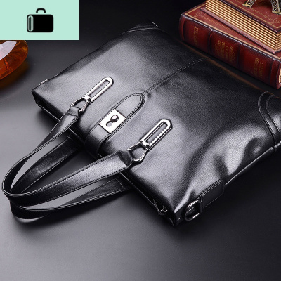新款皮男士公文包商务手提包男横款大容量休闲手提公文包男包包NEW LAKE