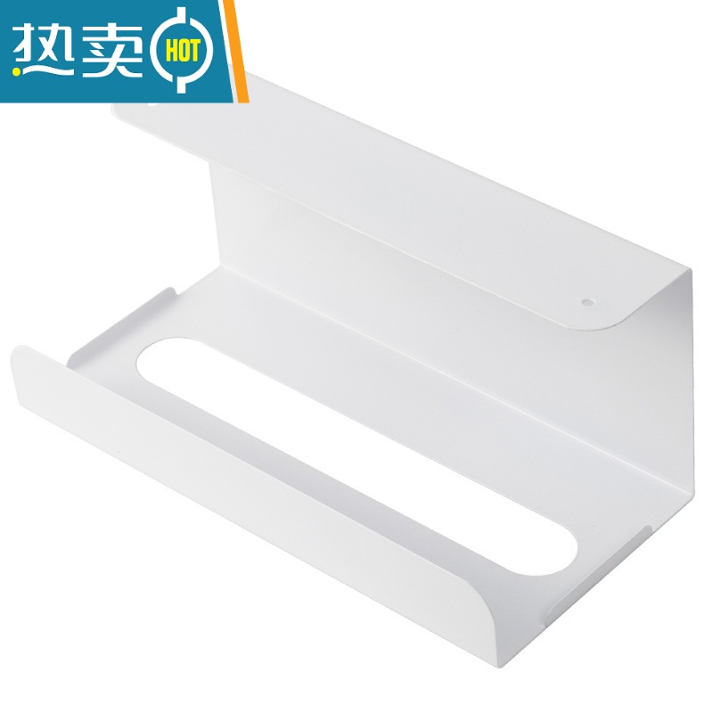 敬平厨房纸巾架免打孔铁艺用纸架 家用餐巾纸挂架橱柜门抽纸盒壁挂式 白色一个纸巾盒