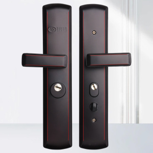 玥玛防盗门红古铜面板把手不锈钢壳调节把手方向TD10309黑钛铜[单独面板]