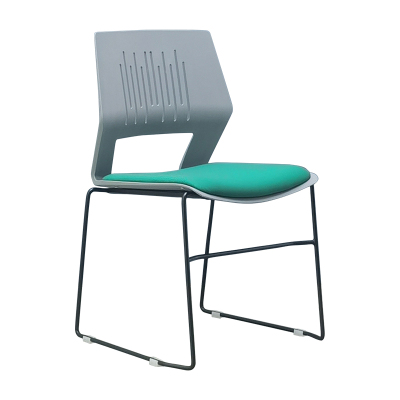 臻远 ZY-7493 简约培训椅办公会议椅电脑椅靠背椅 灰背绿垫