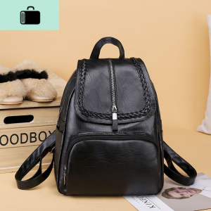 双肩包新款潮牌韩版时尚百搭女士休闲pu软皮小背包旅行书包NEW LAKE 047黑色大号 047黑色大号