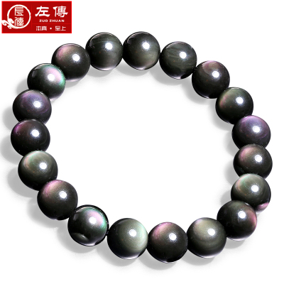 左传 七彩孔雀玛瑙单圈手串8mm 彩虹黑曜石8mm 色彩艳丽