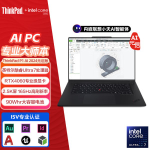 ThinkPad P1隐士 18CD 2024 AI元启 移动图形工作站游戏笔记本电脑 定制(UItra7-155H RTX4060 64G内存 1T固态 2.5K屏)质保3年