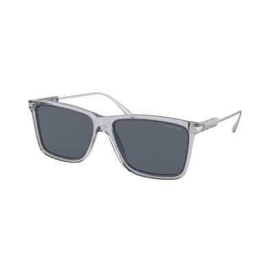 普拉达(PRADA)超轻透明灰蓝镜片水晶镜片男士方形太阳镜Asian Fit U430A9_Transparent_Grey_/_blue
