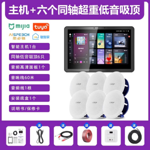 先科(SAST)智能AI家庭吸顶音响套装家用客厅无线蓝牙吊顶智能语音主机+6个6.5英寸超重低音同轴吸顶音响