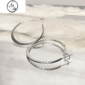 JiMis925银针大号几何圆圈耳环女欧美风高级感ins风嘻哈耳饰2023新款 银色