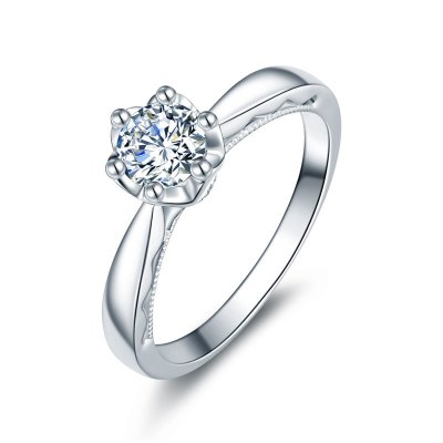 佐卡伊加冕我白18k金六爪钻戒女专柜正品求婚结婚戒指钻石女戒