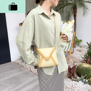 包包2020新款潮撞色信封包小方包单肩斜挎包女百搭高级感NEW LAKE 奶黄色女斜挎包 奶黄色