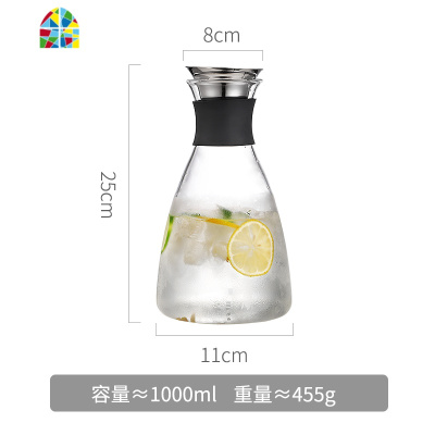 玻璃冷水壶耐热高温防爆大容量家用凉水杯透明茶壶晾白开水瓶套装 FENGHOU 大号-1500ML+2个杯子凉水壶