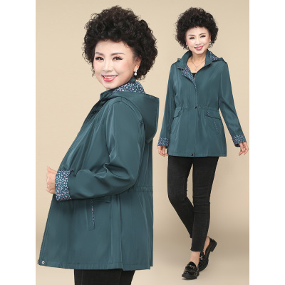 广赫妈妈春装外套中长款50岁中老年女春秋洋气高贵风衣老年人穿的衣服风衣