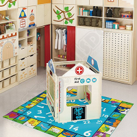 华森葳儿童家具套装百搭厨房-碗盘灶台雅典花园实木布偶台挪葳森林多功能扮演台花园系统上棚柜花朵花园系统单层双格柜