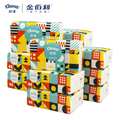 舒洁袋装纸面巾 3层 130抽×12包 柔软亲肤抽纸 94669