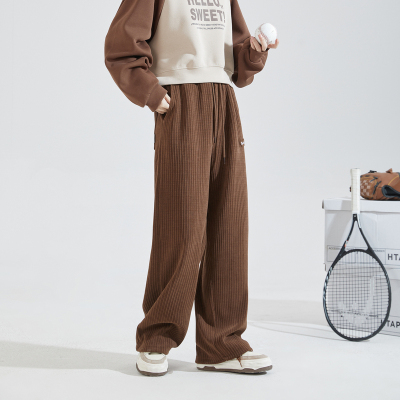 [3件8.5折118.9元,叠加优惠券]唐狮灯芯绒阔腿裤女秋冬新款棕色裤子高腰显瘦百搭休闲长裤