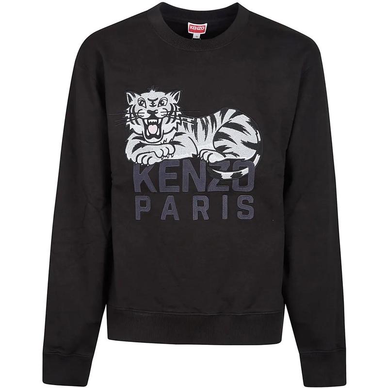 高田贤三(Kenzo)Kenzo联名款经典刺绣卫衣男黑色百搭圆领套头衫潮