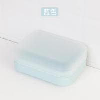 磨砂盖防潮带盖肥皂盒家用可沥水皂盒塑料大号香皂盒双层简约皂架 三维工匠 蓝色1个+米色1个