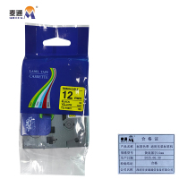 麦通 标签色带 适用兄弟标签机 黄底黑字12mm /个