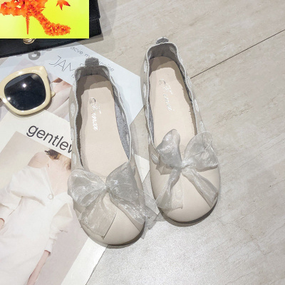 单鞋女2020春款韩版百搭浅口平底一脚蹬豆豆鞋网红晚晚温柔仙女鞋简畅休闲鞋