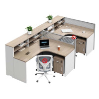 DXBG简约现代职员办公桌员工位转角l型卡座电脑桌办公室桌椅组合F型2人位+活动柜