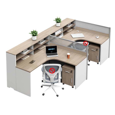 DXBG简约现代职员办公桌员工位转角l型卡座电脑桌办公室桌椅组合F型2人位+活动柜