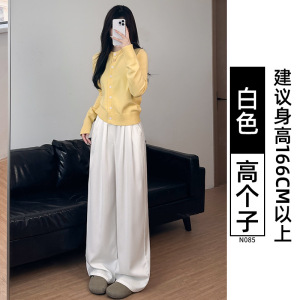 天丝牛仔裤女夏季薄款松紧腰胖mm大码宽松阔腿小个子窄版直筒裤子