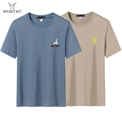 九鹿王100%纯棉t恤男2件装夏季新款百搭潮流短袖t恤衫男士上衣潮