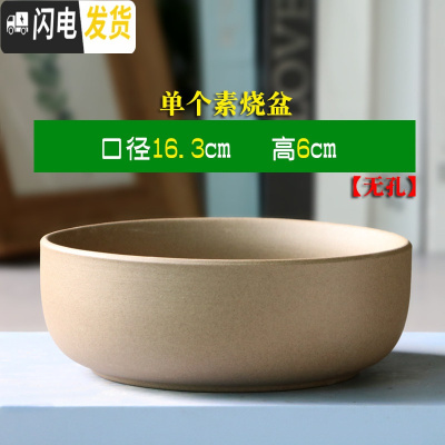 三维工匠铜钱花盆水仙花睡莲碗莲无孔家用陶瓷水养水培多肉大号 单个素烧盆(无孔) 大花盆容器