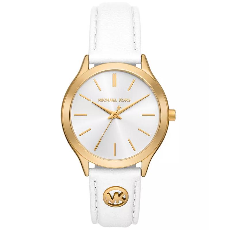 Michael Kors 女士石英三眼白皮革腕表mm纤薄时尚百搭手表