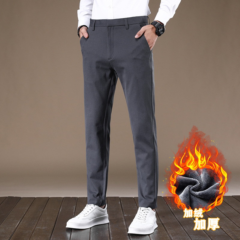 秋冬款新款加绒保暖小西裤港风休闲裤男时尚百搭轻商务风长裤