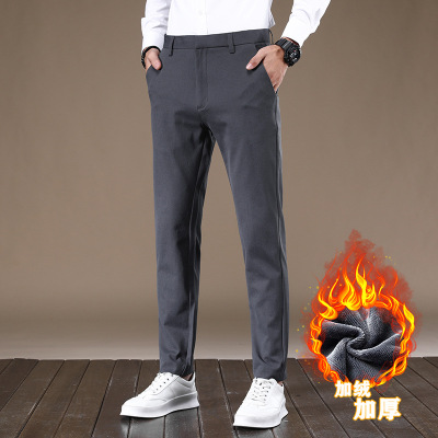 秋冬款新款加绒保暖小西裤港风休闲裤男时尚百搭轻商务风长裤