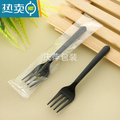 敬平叉子 塑料水果叉蛋糕叉西点甜品西餐加厚叉子1000支 黑色(独立)5寸12厘米 1000支牙签