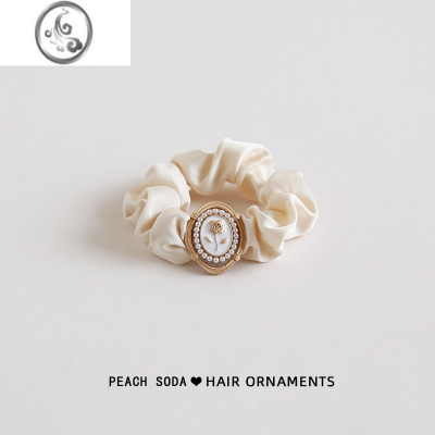 JiMi巴黎往事~法式ins简约缎面小肠圈玫瑰发绳气质百搭丸子头发圈头饰