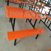机乐堂(JOYROOM) 学校食堂餐桌椅组合6人连体快餐桌椅 整长1.6*宽1.35*高0.75米 台面1.6*0.6米