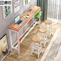 戴劲家用吧台奶茶店高脚桌商业长条桌酒吧台桌椅组合160*40*100+3凳